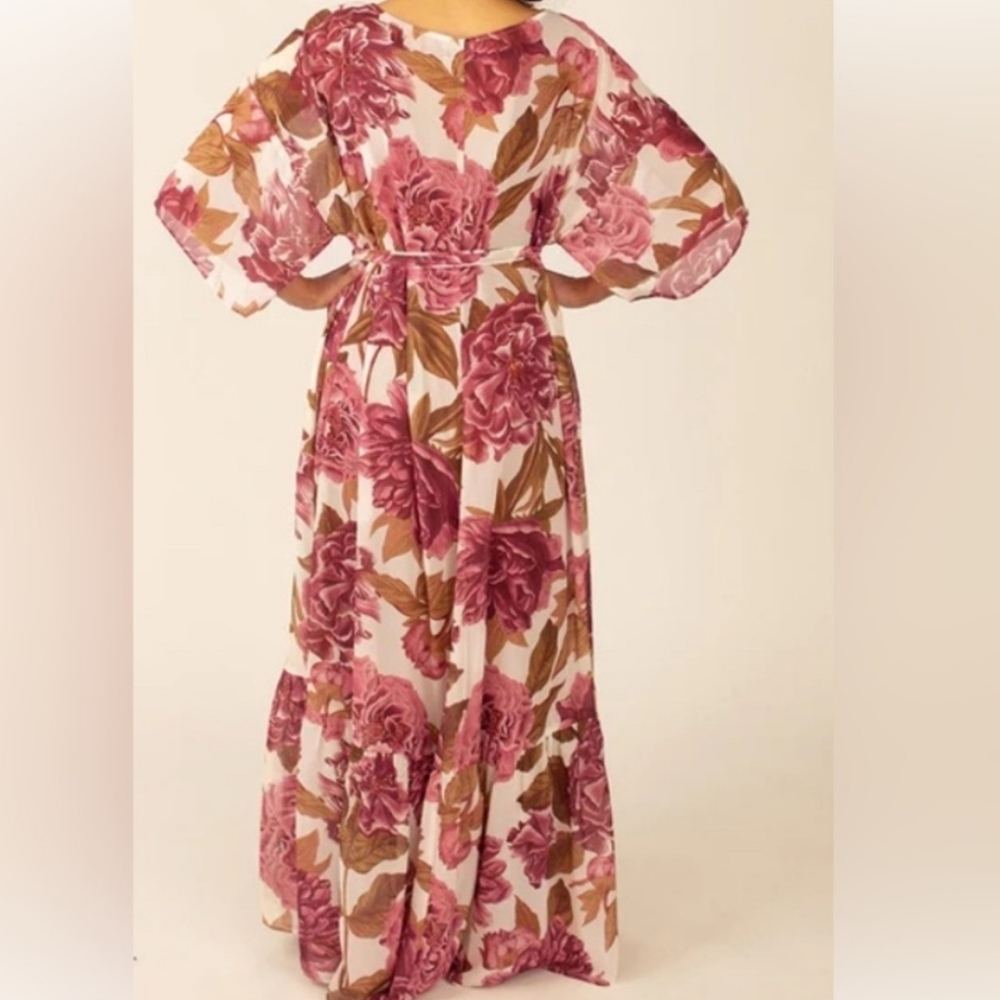 JOYFOLIE SEVERINE DRESS IN SHEER BOUGAINVILLE A FLORAL - Picture 2 of 12